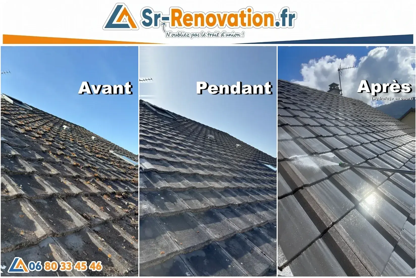 Nettoyage de toiture / Démoussage / Traitement hydrofuge à Lons-le-Saunier - réalisation réelle SR Rénovation