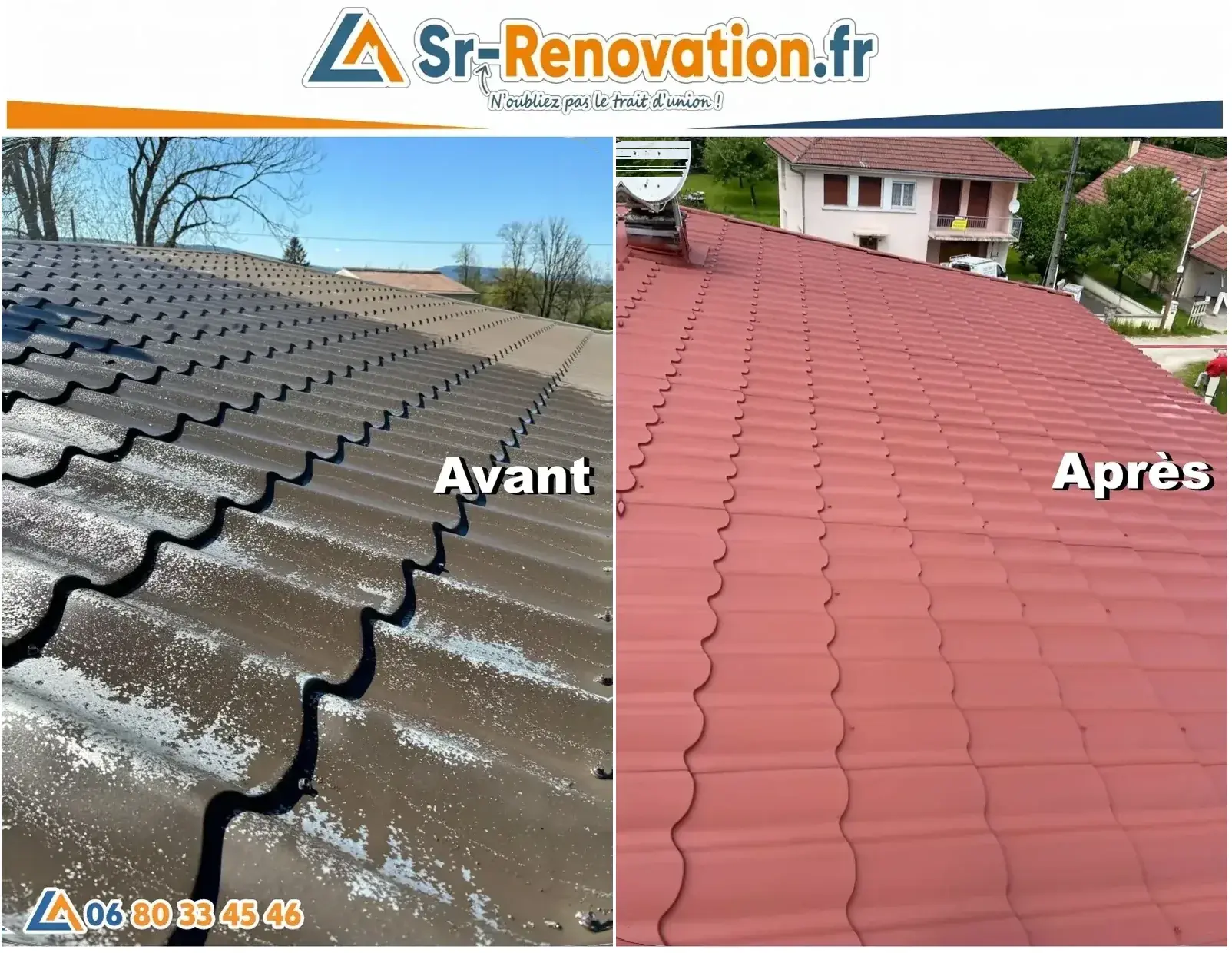 Avant/après peinture toiture en tôles à Bellegarde-sur-Valserine