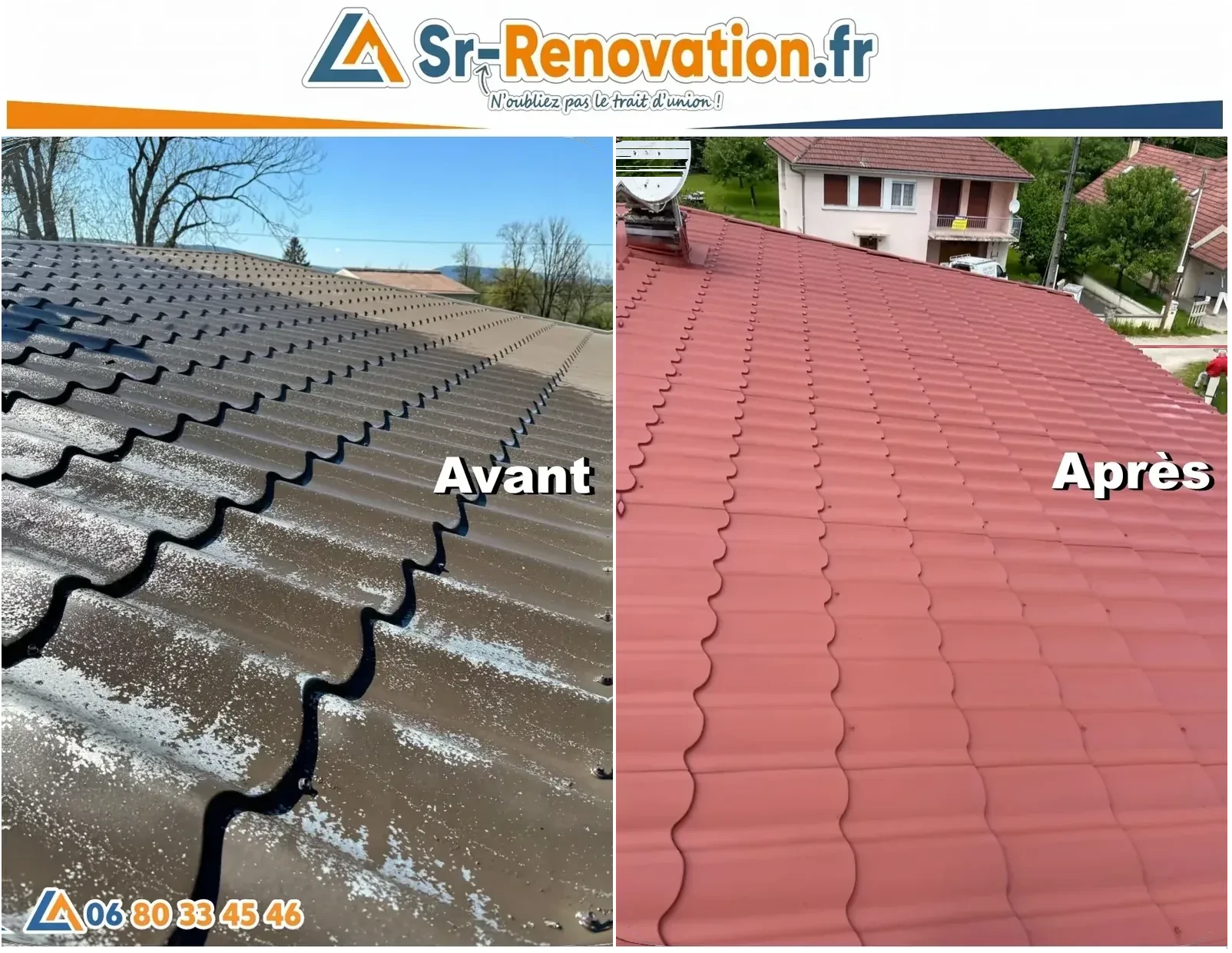 Avant / après peinture toiture en tôles